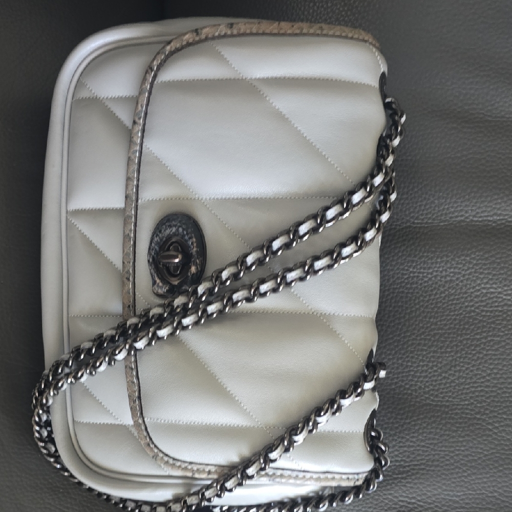 Coach ReLoved Collection Elegant Dove Gray Quilted Chain Bag